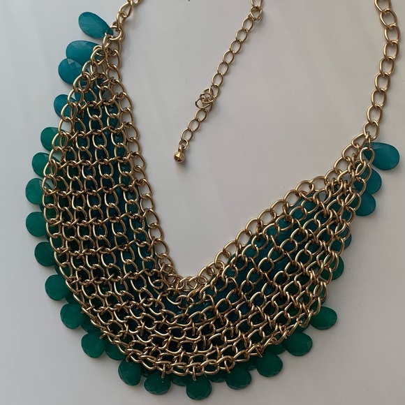 Blue to Green Ombré jewel Statement Necklace - Picture 7 of 7